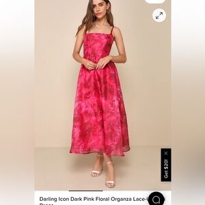 NWT - Lulu’s Pink Floral Midi Dress
